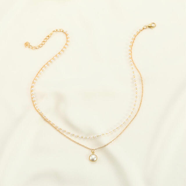 華やか♡  2連　パール　ネックレス　チョーカー　可愛い　キレイめ　清楚　真珠 レディースのアクセサリー(ネックレス)の商品写真