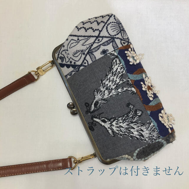 ミナペルホネン　ハンドメイド　がま口　スマホポシェット　wolf&flower