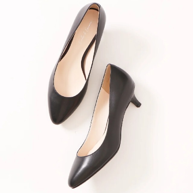 Viola & Emma 本革ラウンドトゥヒールパンプス （ブラック） レディースの靴/シューズ(ハイヒール/パンプス)の商品写真