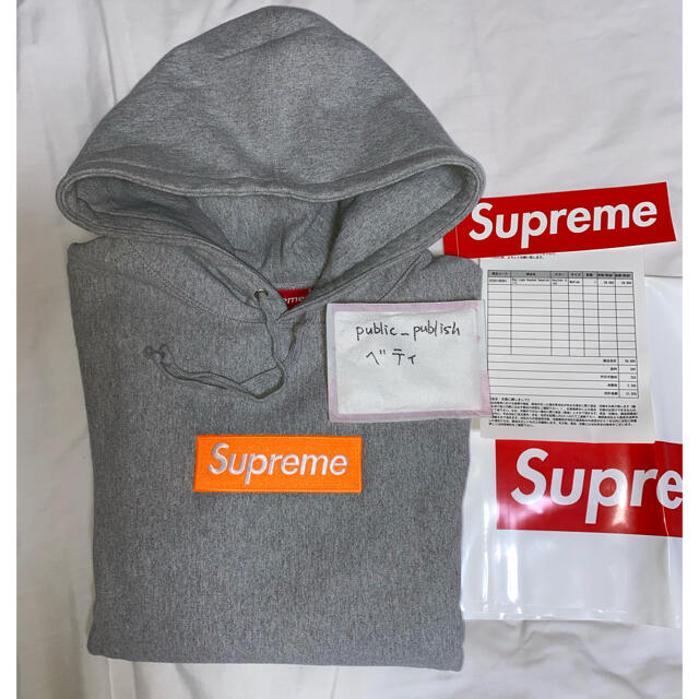 Supreme(シュプリーム)の国内正規品　supreme box logo fooded parka 灰M メンズのトップス(パーカー)の商品写真