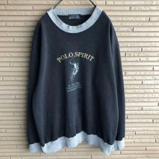 送料無料 POLO SPIRIT トレーナー 刺繍ビッグロゴ 90s 一点物