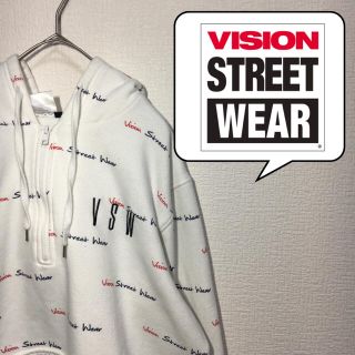 ヴィジョン ストリート ウェア(VISION STREET WEAR)のビジョンストリートウェア パーカー スウェット M 白 総柄 VSW 古着(パーカー)