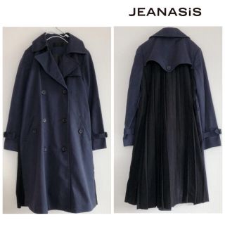 ジーナシス(JEANASIS)のrc20【美品】バックプリーツ　トレンチコート　ネイビー　スプリングコート　紺(トレンチコート)