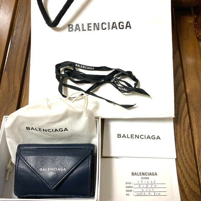 ランキング2022 Balenciaga - お値下げ❣️BALENCIAGA ミニ財布　バレンシアガ　2018 ネイビー 財布