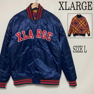 XLARGE - 美品 エクストララージ × MAJESTIC リバーシブル スタジャン ... 5912【希少デザイン】エクストララージ☆袖レザーアーチロゴスタジャン 美品