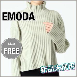 エモダ(EMODA)の新品未使用♡EMODAエモダ　フリルハイネックリブニット　FREE ミント(ニット/セーター)