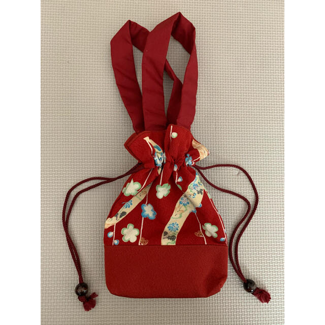 トートバッグ　赤　ポーチ　和柄　和装 レディースの水着/浴衣(和装小物)の商品写真