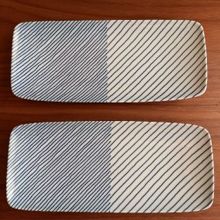 ハクサントウキ(白山陶器)の白山陶器 重ね縞 長焼皿 二枚セット(食器)
