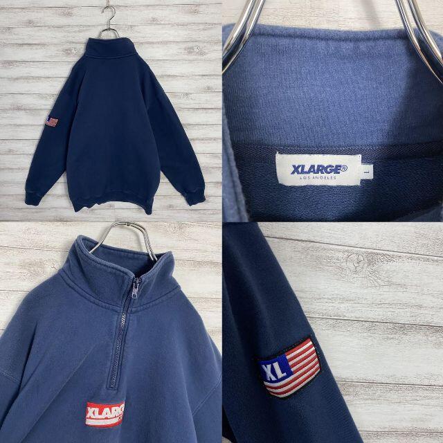 XLARGE(エクストララージ)の【希少】エクストララージ　センターロゴ　ハーフジップ　プルオーバー　スウェット メンズのトップス(パーカー)の商品写真