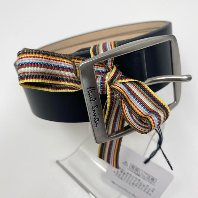 未使用☺︎Paul Smith ベルト ロゴ スクエアバックルベルト ブラック