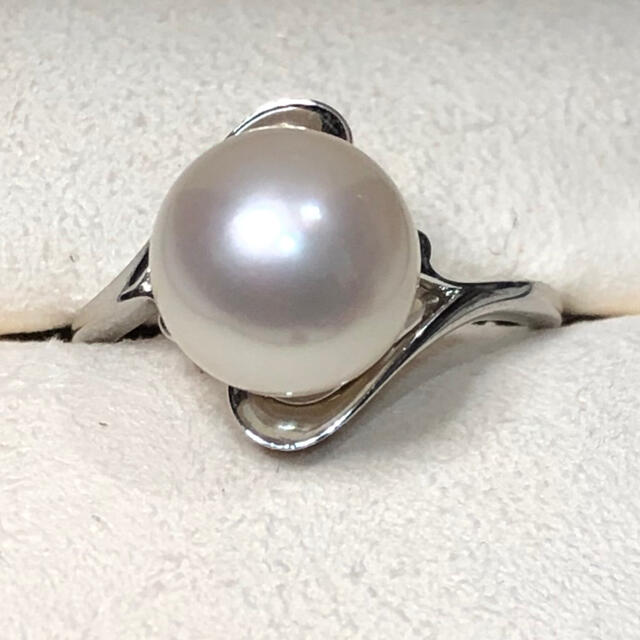 新品同様美品。ミキモト 大珠 パールリング 約9ミリあこや真珠 pt.950
