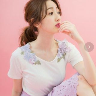 ウィルセレクション(WILLSELECTION)のwillselection ♡ 3Dフラワーリブ半袖プルオーバー(カットソー(半袖/袖なし))