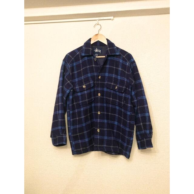 OLD STUSSY ネイビーチェック柄 シャツジャケット L