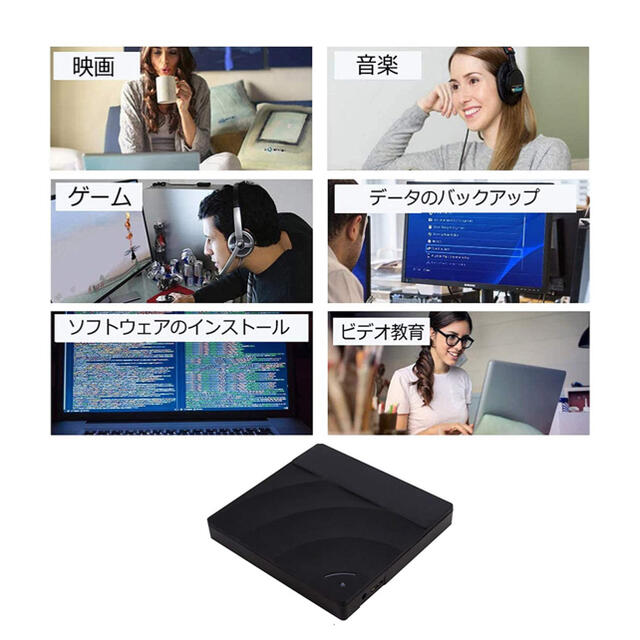 外付CD/DVDドライブ USB3.0/2.0接続 超薄 高速 静音  スマホ/家電/カメラのテレビ/映像機器(DVDプレーヤー)の商品写真