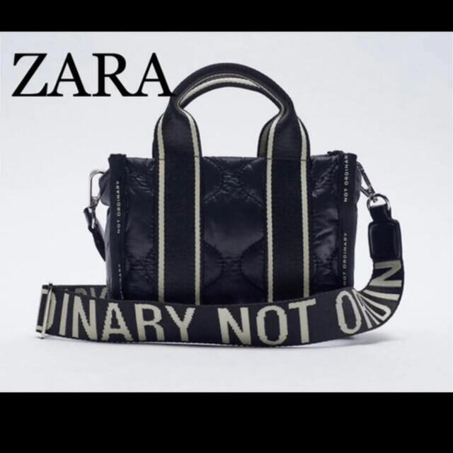 ZARA(ザラ)のZARA　ナイロンミニトートバッグ　ブラック レディースのバッグ(ショルダーバッグ)の商品写真