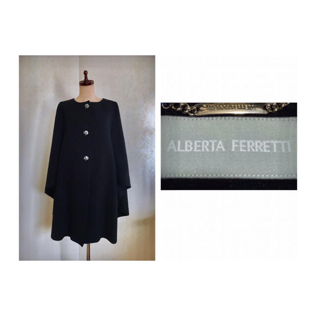 ALBERTA FERRETTI(アルベルタフェレッティ)のALBERTA FERRETTI BIJOUX BUTTON CAPE カシミア レディースのジャケット/アウター(ポンチョ)の商品写真