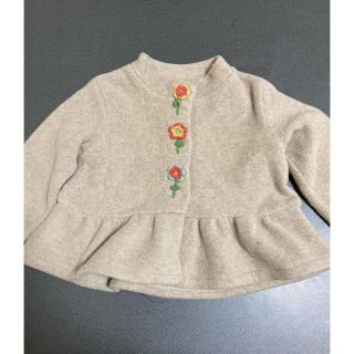 美品　トップス カーディガン　長袖　ベージュ　可愛い　キッズ　女の子　花柄(ジャケット/上着)