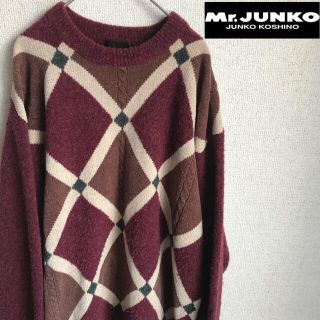 ミスタージュンコ(Mr.Junko)の90s Mr.JUNKO レトロ柄　ニット　セーター　ミスタージュンコ　古着　L(ニット/セーター)