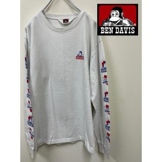 ベンデイビス(BEN DAVIS)の【BEN DAVIS】 ベン デイビス　長袖　ロンT 白　ホワイト　腕プリント(Tシャツ/カットソー(七分/長袖))