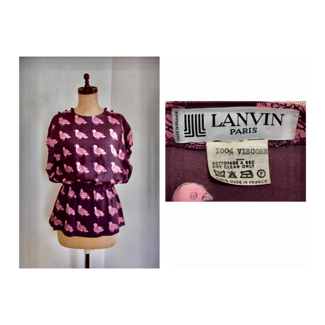 70s LANVIN BIRD PRINTED TOPS ランバン ヴィンテージ