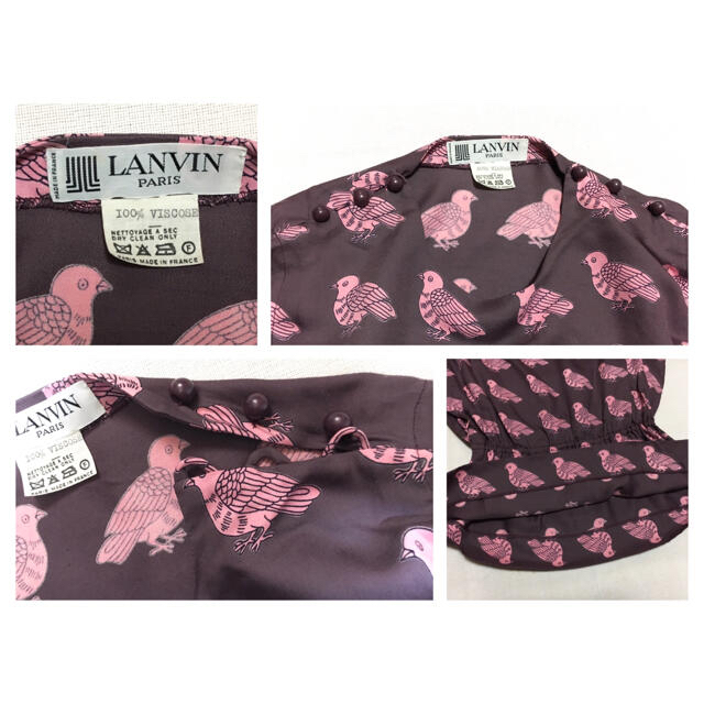 70s LANVIN BIRD PRINTED TOPS ランバン ヴィンテージ