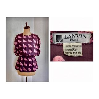 ランバン(LANVIN)の70s LANVIN BIRD PRINTED TOPS ランバン ヴィンテージ(カットソー(半袖/袖なし))