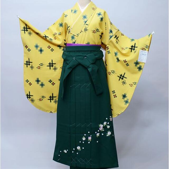 袴フルセット ジュニア用 135～150cm 袴変更可 辛子色 NO34030 キッズ/ベビー/マタニティのキッズ服女の子用(90cm~)(和服/着物)の商品写真