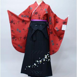 袴フルセット ジュニア用 135～150cm 袴変更可 エンジ色 NO33981(和服/着物)