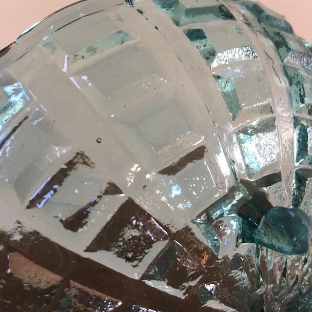 大正 ソーダガラス ヴィンテージ ガラス 器 氷コップ 脚付 希少 気泡 3