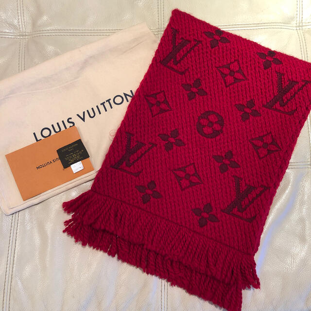 LOUIS VUITTON ルイヴィトン マフラー 赤 モノグラム 定価5万 史上最も