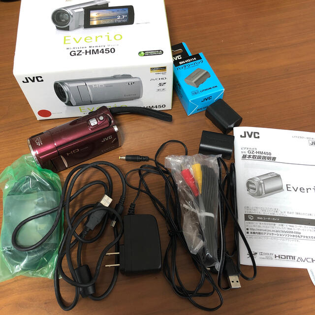 Everio GZ-HM450 ルージュレッド 別売バッテリーパック1個付