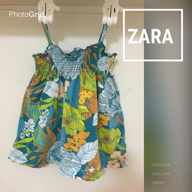 ZARA(ザラ)のZARA柄物カットソーキャミ104 キッズ/ベビー/マタニティのキッズ服女の子用(90cm~)(Tシャツ/カットソー)の商品写真