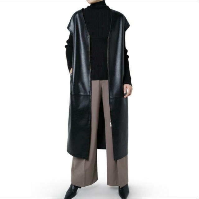 lecielbleu faux leather gilet dress