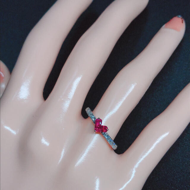 STAR JEWELRY(スタージュエリー)のスタージュエリー ミステリアスハート ルビー ダイヤモンドリング K18WG レディースのアクセサリー(リング(指輪))の商品写真