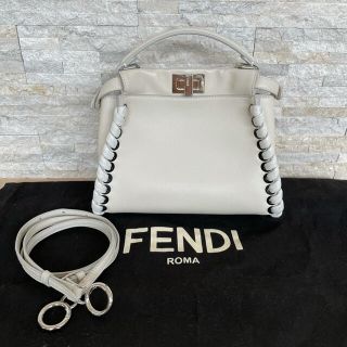 フェンディ(FENDI)の★専用★フェンディ ミニ ピーカブー ウィーブ アイボリー(ハンドバッグ)