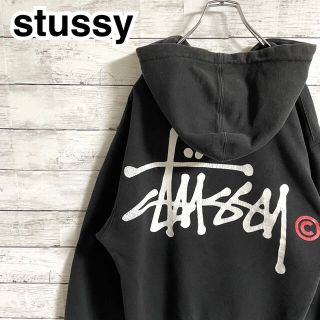 ステューシー(STUSSY)の【大人気】ステューシー☆バックビッグロゴ　ブラック　パーカー　フーディ(パーカー)