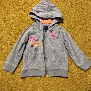 ベビーギャップ(babyGAP)のbaby gap キッズ ベビー グレー パーカー ジップアップ 花柄 フラワー(トレーナー)