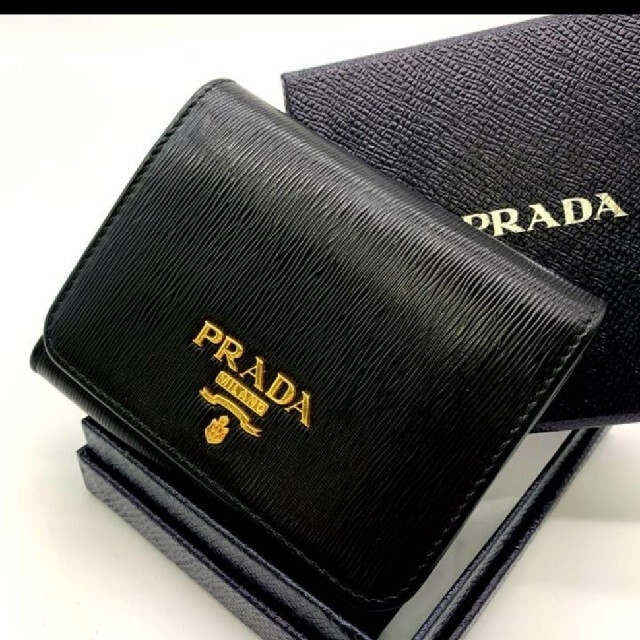 PRADAプラダサイズ鑑定済！正規品✨PRADA プラダ 折り財布 ヴィッテロ ブラック