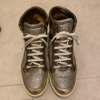 ジミーチュウ(JIMMY CHOO)のジミーチュウ　ハイカットスニーカー　ゴールドラメ23.5(スニーカー)