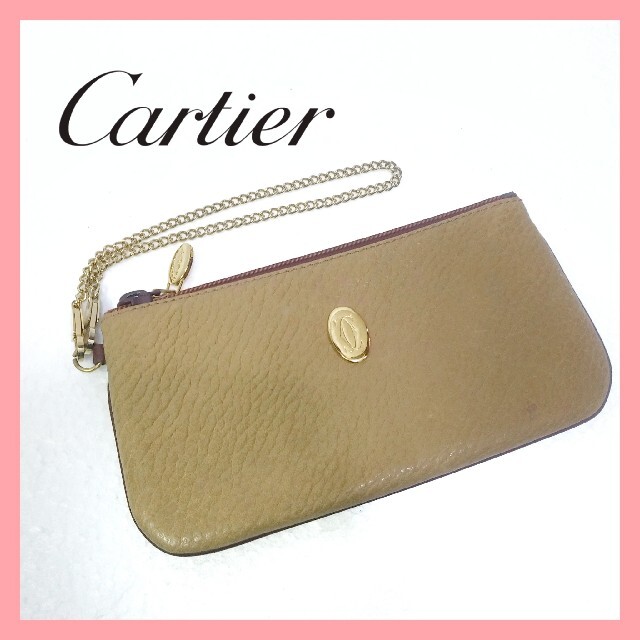 極美品】カルティエ Cartier マストライン チェーン付ポーチ レザー - 財布