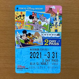 ディズニー(Disney)のディズニーリゾートライン2day pass 1枚(遊園地/テーマパーク)