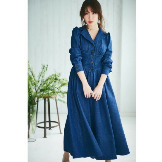 Herlipto  Lace Belted Denim Dress