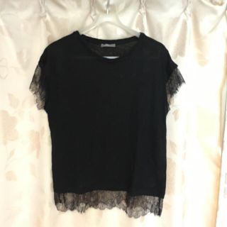 ザラ(ZARA)のZARA ブラックレースTシャツ(Tシャツ(半袖/袖なし))