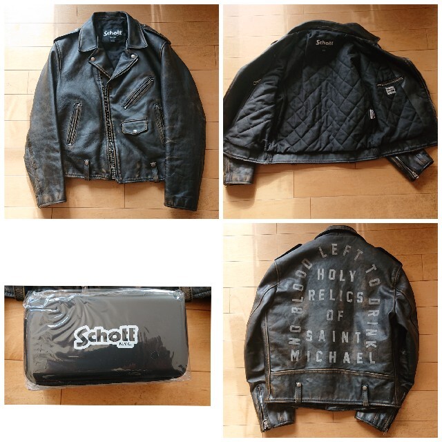 saint michael × schott レザージャケット