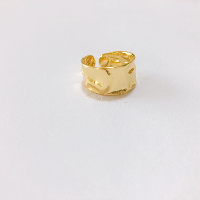 〈d35〉925 凸凹 ワイド プレート リング ゴールド gold 指輪 韓国 レディースのアクセサリー(リング(指輪))の商品写真