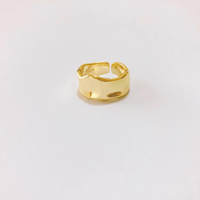 〈d37〉925 凸凹 ワイド プレート リング ゴールド gold 指輪 韓国 レディースのアクセサリー(リング(指輪))の商品写真