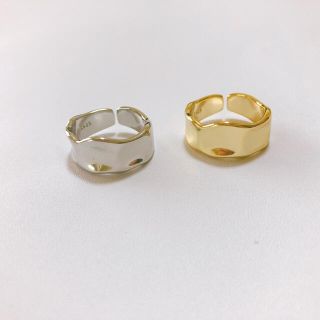 〈d37〉925 凸凹 ワイド プレート リング ゴールド gold 指輪 韓国(リング(指輪))