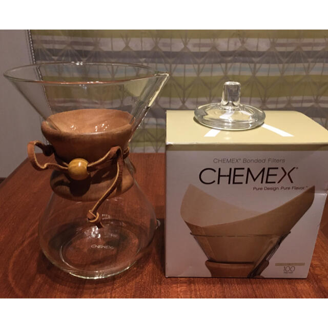 CHEMEX (ケメックス) 6カップ　ガラス蓋　ペーパーフィルター付き