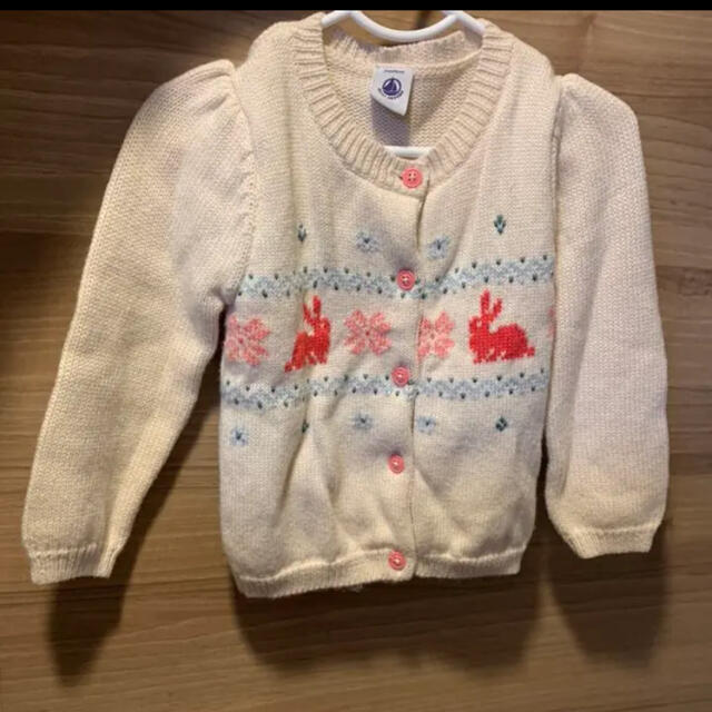 PETIT BATEAU(プチバトー)のプチバトー　カーディガン　ニット　90 うさぎ キッズ/ベビー/マタニティのキッズ服女の子用(90cm~)(カーディガン)の商品写真