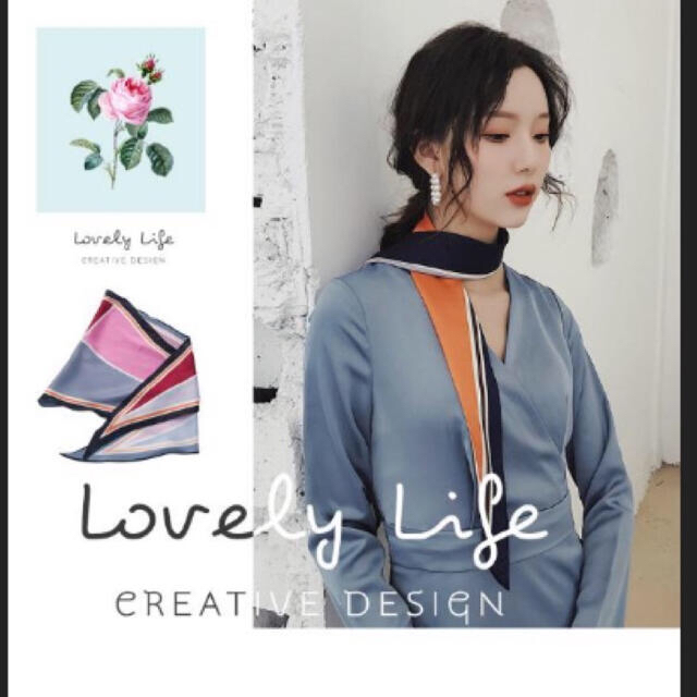 バンダナ　スカーフ　レディース　韓国　オシャレ　ピンク　ブルー レディースのファッション小物(バンダナ/スカーフ)の商品写真